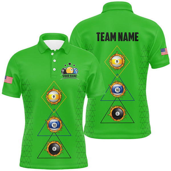 Customized Billiard 8 Ball 9 & Ball 10 Ball Shirts For Men, Unique Team Jersey Green Billiard Shirt TDM2255