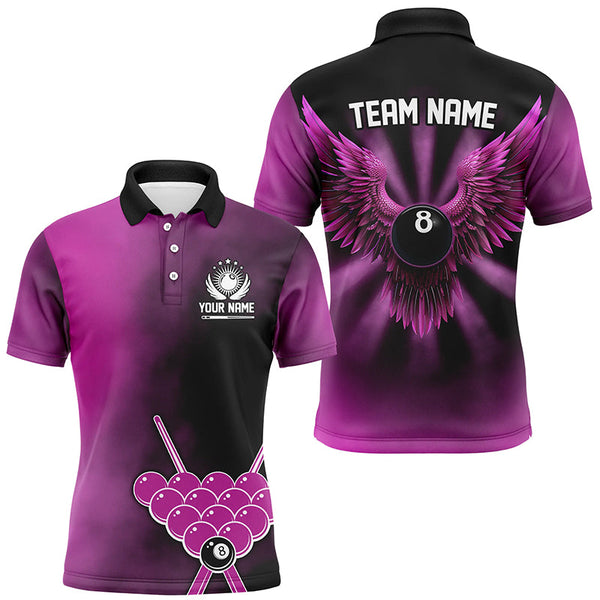 Personalized Pink Billiard 8 Ball Wings Custom Men Billiard Shirts, 8 Ball Pool Pink Jerseys TDM1843