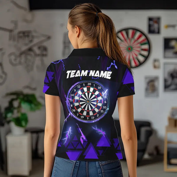 Blue Darts Arrow Thunder Lightning Dart Shirts For Women Custom Dart Team Jerseys Polo & 1/4 Zip TDM3765