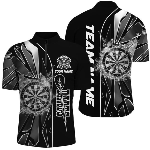 Personalized Black Break Glass 3D Darts Shirts For Men Custom Dart League Shirts Best Darts Jersey TDM2275