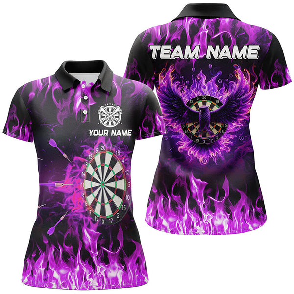 Personalized Purple Darts Board Fire Flame Eagle Darts Shirts For Women Custom Darts Team Jerseys TDM1646