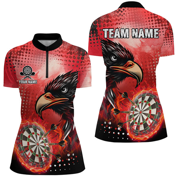 Personalized Red Dartboard Fire Custom Eagle Darts Shirts For Women, Cool Darts Team Jerseys TDM1863