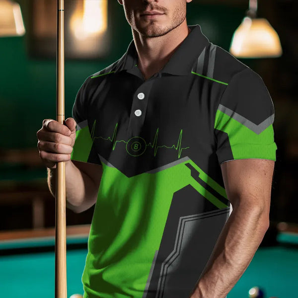 Personalized Billiard 8 Ball Wings Short Sleeve Men'S Shirts, Billiard Jerseys Tournament |Green TDM3489