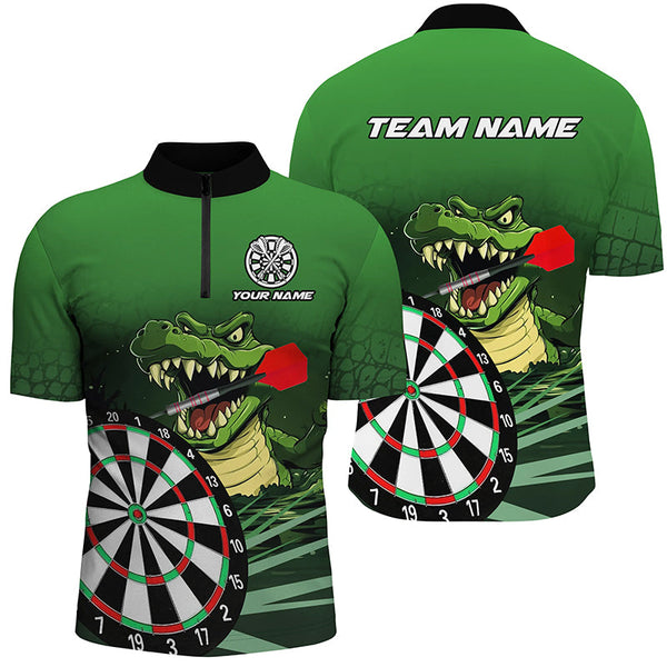 Personalized Green Funny Crocodilian Darts Shirts For Men, Darts Team Jerseys, Darts Gifts TDM2608