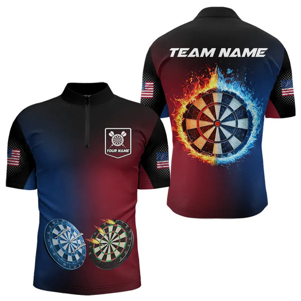 Blue And Red Dart Water Fire Men Dart Shirt With Pocket Custom Dart Jerseys TDM3500