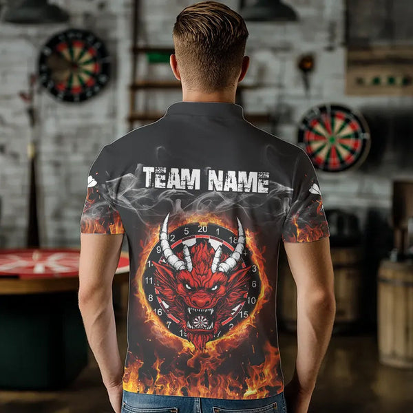 Personalized Fire Dartboard Dragon Dart Shirts For Men Custom Dart Team Jersey Polo & Quarter Zip TDM3807