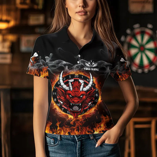 Personalized Fire Dartboard Dragon Dart Shirts For Women Custom Dart Team Jersey Polo & Quarter Zip TDM3807