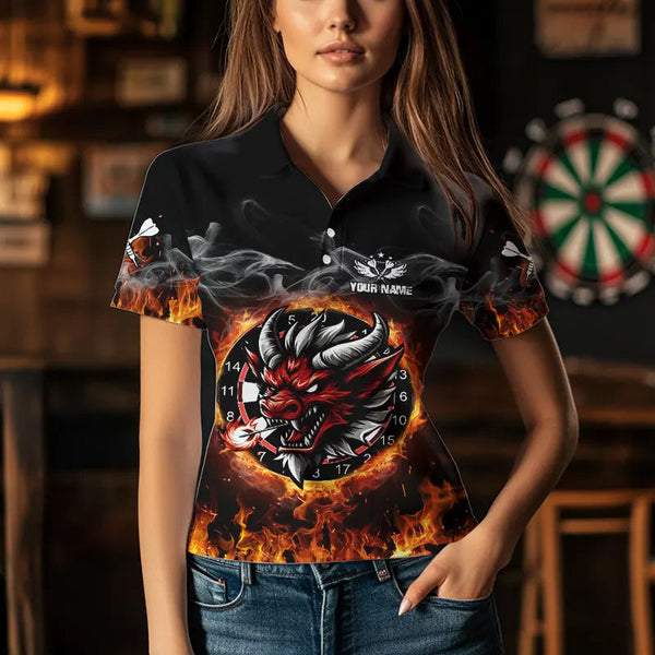Personalized Fire Dartboard Dragon Dart Shirts For Women Custom Dart Team Jersey Polo & Quarter Zip TDM3808