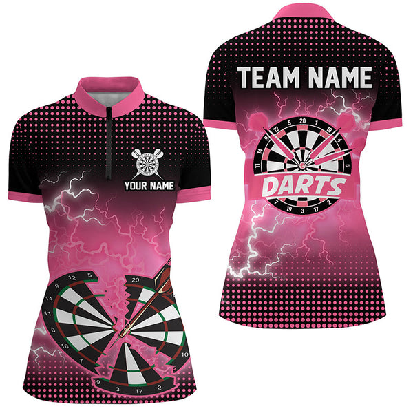 Funny Pink Crack Dartboard Thunder Lightning 3D Printed Custom Women Darts Shirts Darts Team Jerseys TDM1924