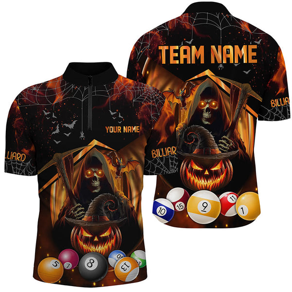 Halloween Grim Reaper Custom Billiard Balls Jerseys For Men, Funny Halloween Billiard Shirts Gift TDM2378