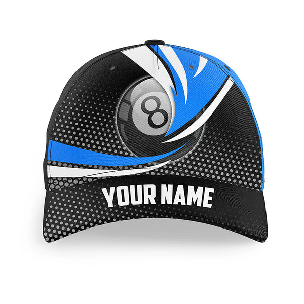 Personalized 8 Ball Pool Blue Billiard Hats, Custom Adjustable 3D Billiard Base Ball Caps For Pooler TDM1541