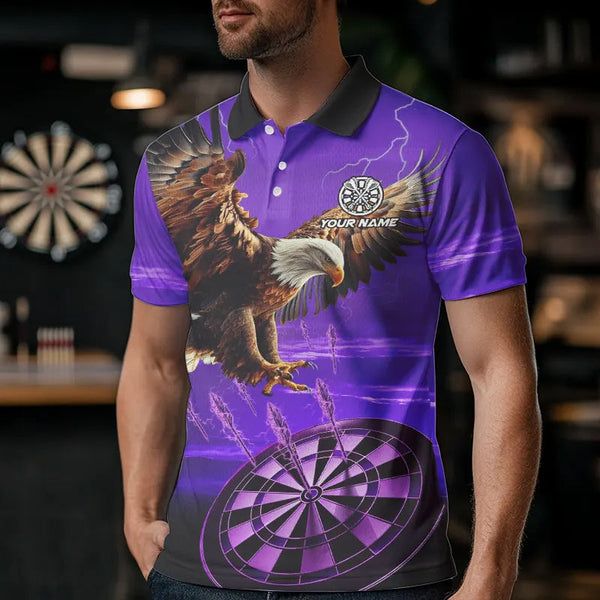 Personalized Purple Dartboard Eagle Darts Shirts For Men Custom Team Darts Jersey Polo & 1/4 Zip TDM3809