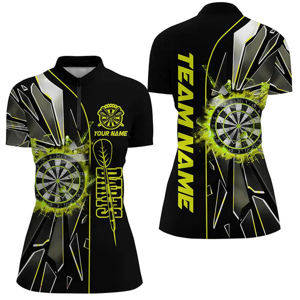 Personalized Yellow Break Glass 3D Darts Shirts For Women Custom Dart League Shirts Best Darts Jersey TDM2152