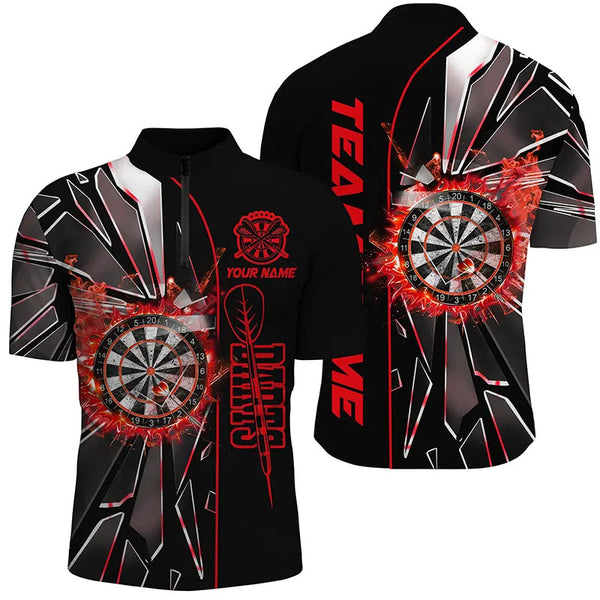 Personalized Red Break Glass 3D Darts Shirts For Men Custom Dart League Shirts Best Darts Jersey TDM2153