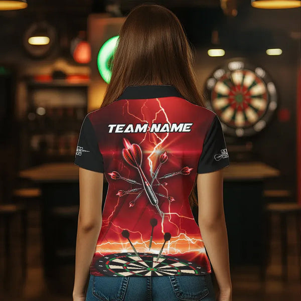 Customized Lightning Dart Shirt With Pocket Option For Women, Red Dart Jersey TDM3674
