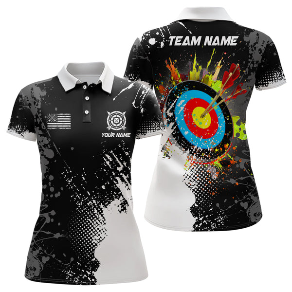 Personalized Paint White 3D Target Archery Women Polo & Quarter-Zip Shirts, Archery Jerseys Attires TDM1969