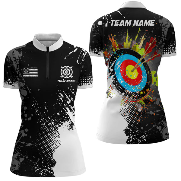 Personalized Paint White 3D Target Archery Women Polo & Quarter-Zip Shirts, Archery Jerseys Attires TDM1969