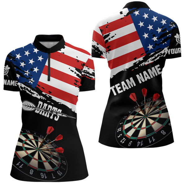 Personalized Grunge American Flag Darts Shirts For Women Custom Patriotic 4Th Of July Dart Jerseys TDM1793