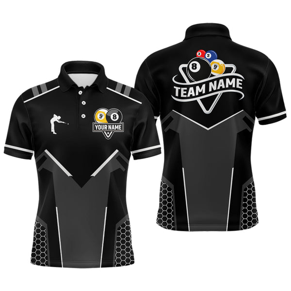 Personalized 8 Ball & 9 Ball Pool Billiard Polo, 1/4 Zip For Men Custom Team Billiard Jersey |White TDM3547