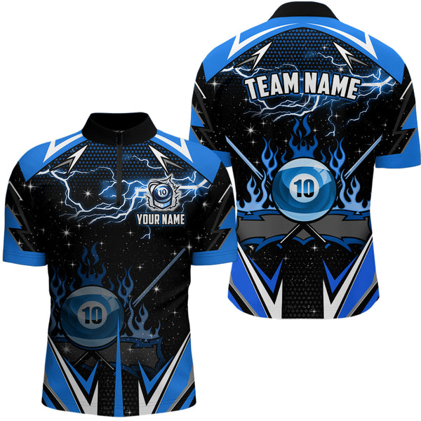 10 Ball Pool Billiard Jerseys For Men Custom Fire Flame 10 Ball Billiard League Team Shirts TDM2727