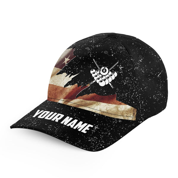 Personalized Retro American Flag Billiards Caps, Custom Patriotic Billiard Hats Gifs TDM0922