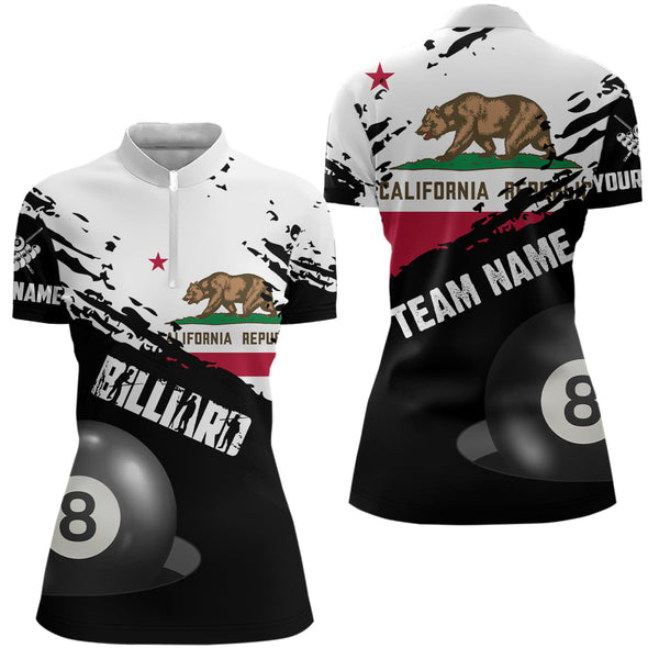 Personalized Grunge California Flag 8 Ball Billiard Shirts For Women Custom Patriotic Billiard Jersey TDM2046