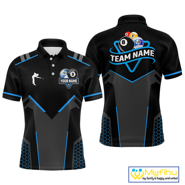 Personalized 8 Ball & 10 Ball Pool Billiard Polo, 1/4 Zip For Men Custom Team Billiard Jersey  TDM4050