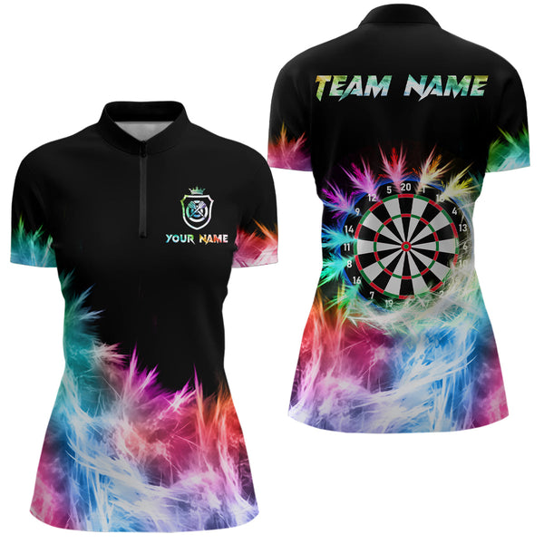 Icy Colorful Light Womens Darts Polo & Quarter Zip Shirts Custom Dart Shirts For Team Darts Jerseys TDM3283