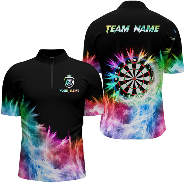 Icy Colorful Light Mens Darts Polo & Quarter Zip Shirts Custom Dart Shirts For Team Darts Jerseys TDM3283