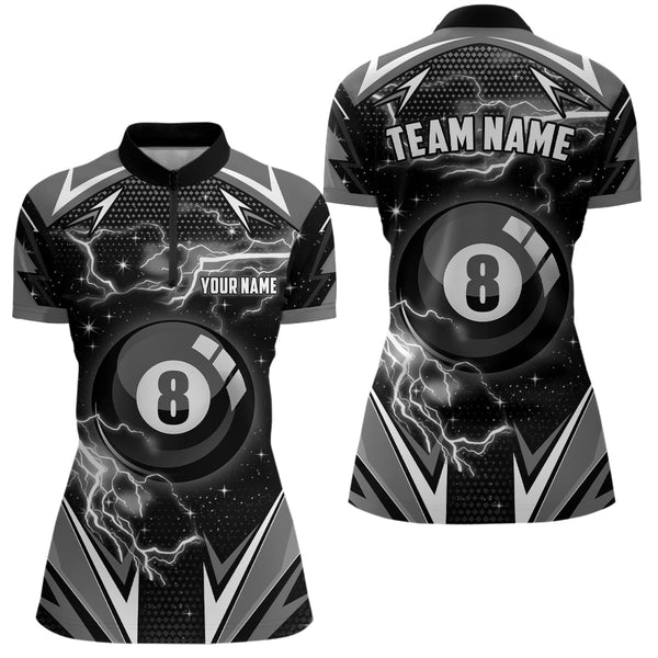 8 Ball Pool Billiard Jerseys For Women Custom Name Black Billiard Shirts Team League Pool Jerseys TDM1932