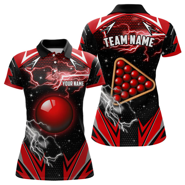 Personalized Snooker Thunder Lightning 3D Printed Women Billiard Shirt, Snooker Billiard Jerseys |Red TDM1942