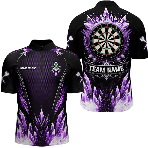 Personalized Purple Icy Dartboard Custom Darts Polo & Quarter Zip For Men, Team Dart Jersey Outfit TDM3671