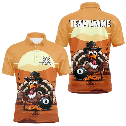 Funny Turkey 8 Ball Pool Billiard Shirt For Men Custom Thanksgiving Shirt For Pool Player TDM4817