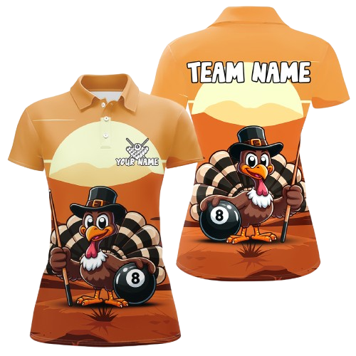 Funny Turkey 8 Ball Pool Billiard Shirt For Women Custom Thanksgiving Shirt For Pool Player TDM4817