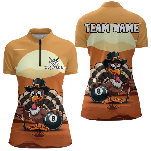 Funny Turkey 8 Ball Pool Billiard Shirt For Women Custom Thanksgiving Shirt For Pool Player TDM4817