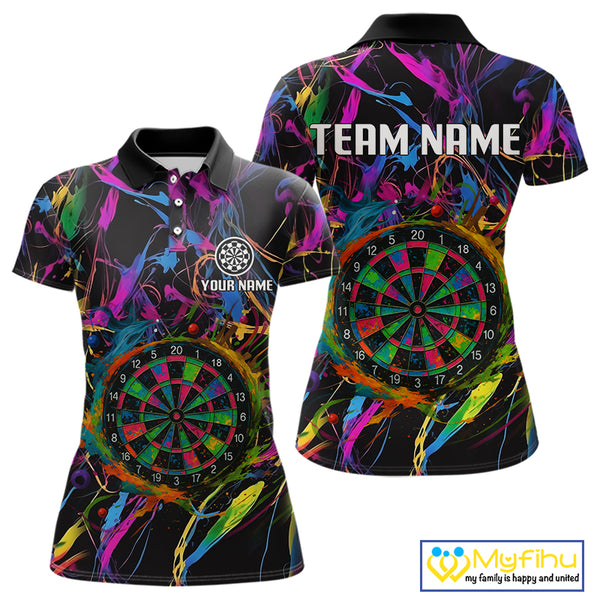 Funny Colorful Dartboard Graffiti Style Dart Shirts For Women Custom Darts Team Jerseys, Darts Gifts TDM4113