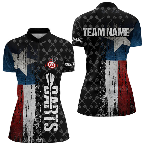 Grunge Vintage Texas Flag Custom Retro Dart Shirts For Women, Pride Team Patriotic Dart Jerseys TDM3692