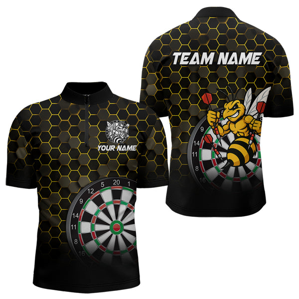 Funny Bee Hexagon Dart Shirts For Men – Custom Darts Team Polo & Quarter Zip Jerseys TDM4003
