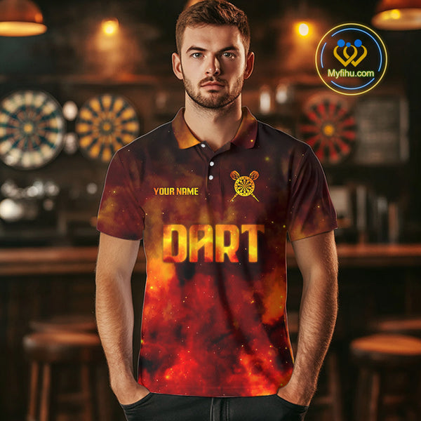 Custom Smoke Flame Darts Team Polo Shirts For Men, Dart Uniform NYN0077