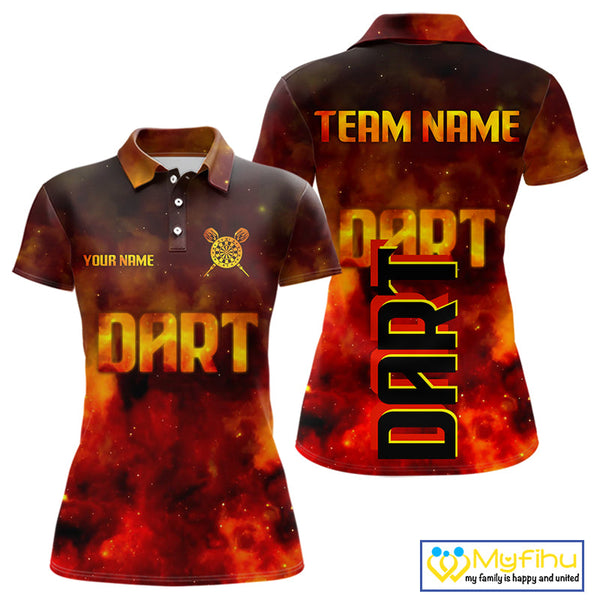 Custom Smoke Flame Darts Team Polo Shirts For Women, Dart Uniform NYN0077