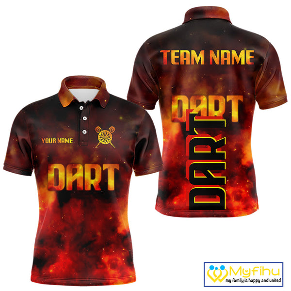 Custom Smoke Flame Darts Team Polo Shirts For Men, Dart Uniform NYN0077