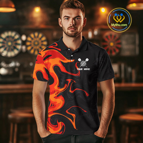 Custom Red Orange Dart Team Men Polo Shirts, Dart Jerseys NYN0082