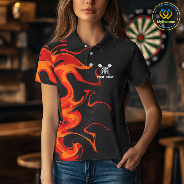Custom Red Orange Dart Team Women Polo Shirts, Dart Jerseys NYN0082