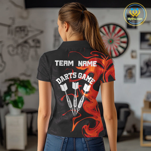 Custom Red Orange Dart Team Women Polo Shirts, Dart Jerseys NYN0082