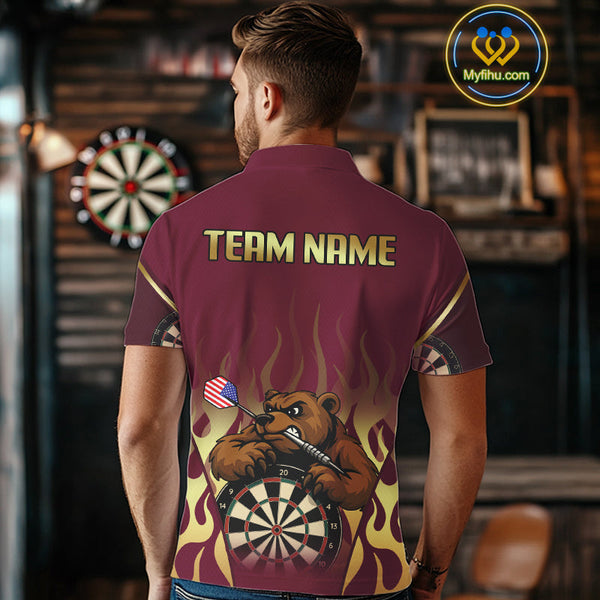 Custom Gold Bear Darts Team Men Polo Shirts, Bear Darts Jerseys NYN0091