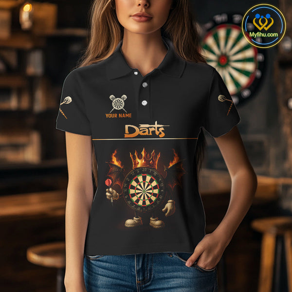 Custom Funny Dartboard Kings Darts Team Women Polo Shirts, Halloween Dart Outfit NYN0094