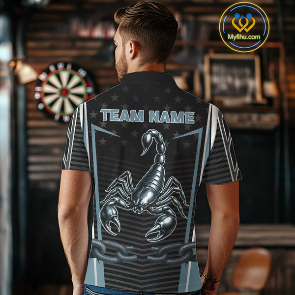 Custom US Flag Scorpion Dart Team Men Polo Shirts, Patriotic Dart Team Jerseys NYN0454