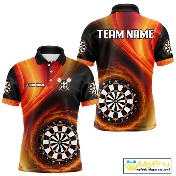 Custom Fire Flame Darts Jerseys, Dartboad Darts Team Polo Shirts For Men NYN0102