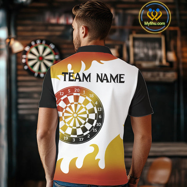 Custom Flame Trail Lion Dart Team Polo Shirt For Men, Lion Darts Jerseys NYN0246
