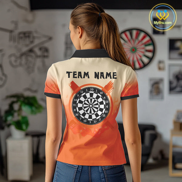 Custom Orange Skull Dart Jerseys, Halloween Dart Women Polo Shirt, Dart League Shirt NYN0257